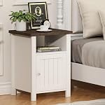 ChooChoo Ensemble de 2 Table de chevet ferme, Rustique Vintage Table d'appoint avec rangement pour chambre à coucher salon, blanc
