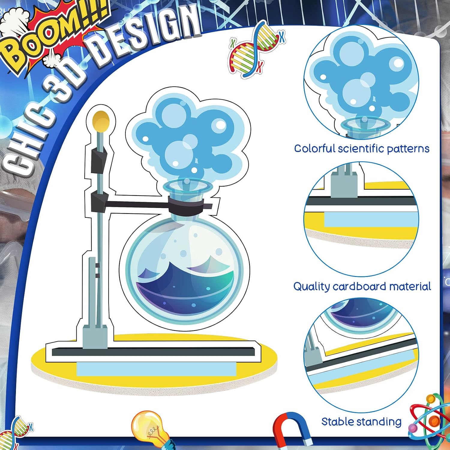 Colarr 18 Pcs Science Party Decorations Science Themed Table Centerpiece Science Lab Centerpieces Chemistry Biology Physics Themed Party Supplies for Science Birthday Baby Shower Party Table Decor image 3