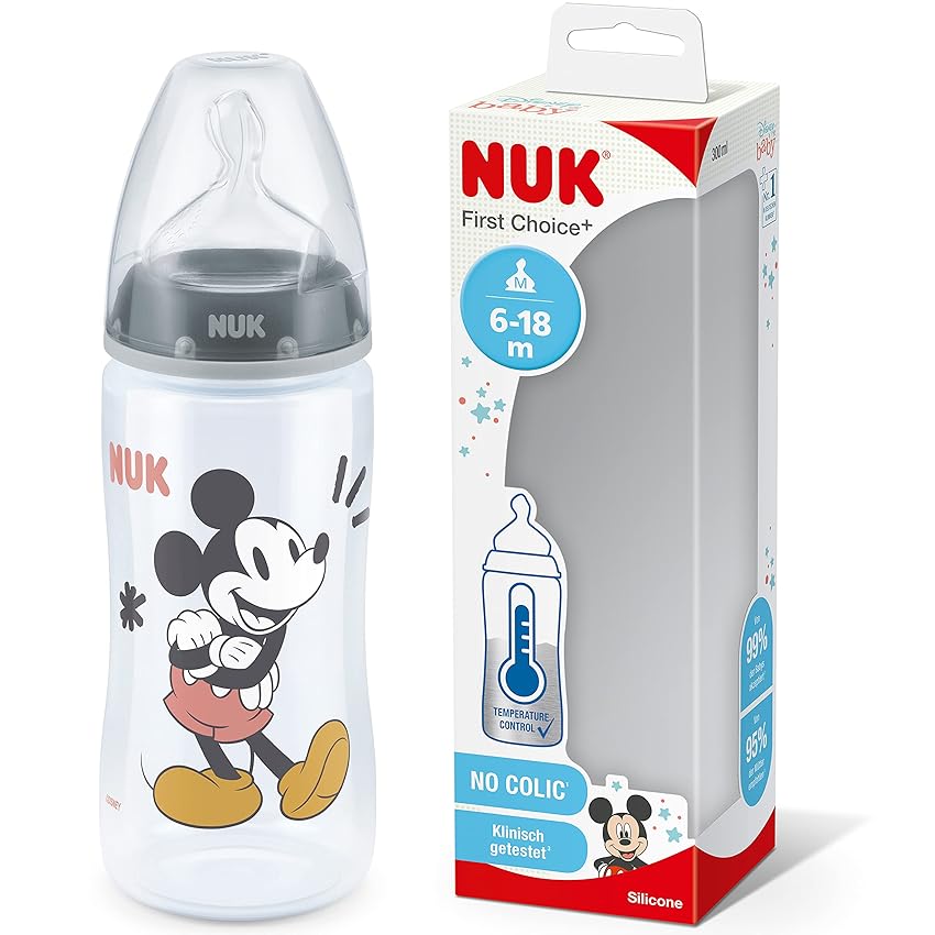 Immagine del prodotto Nuk First Choice+ Biberon 6-18 Mesi Senza Bpa, Tettarella In Silicone, Color Topolino, 300 Ml, 6.6 X 6.6 X 23.5 Cm