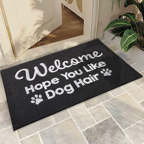 Miniatura 5 de Tapete negro para puerta delantera, tapete de pelo de perro, tapete estándar de bienvenida para puerta delantera, tapete divertido para puerta,