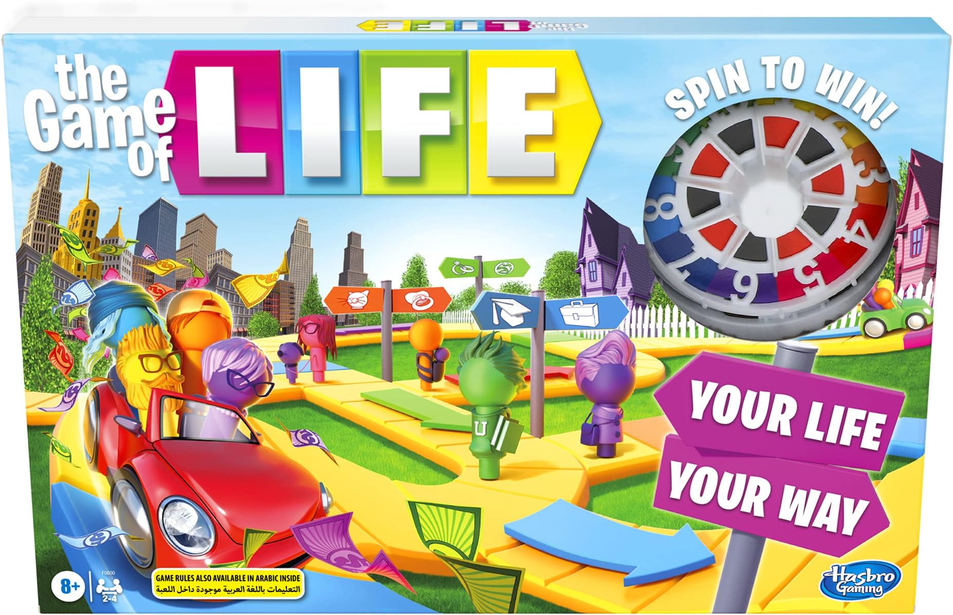 The Game of Life Board Game, Family Games for Kids Ages 8 and Up, Pegs Come in 6 Colors, Family Board Games for 2 to 4 Players, Family Gifts