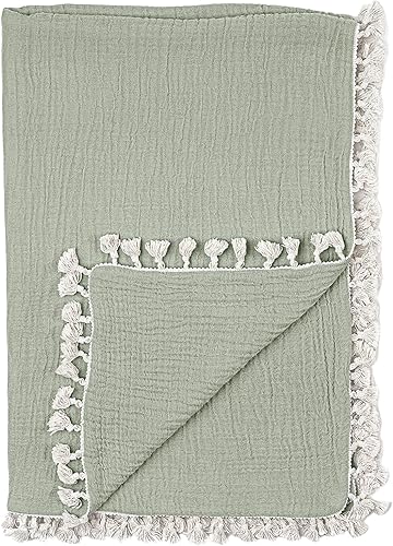 Vista 13 de Crane Baby Manta Envolvente de Muselina, Manta de Algodón Suave y Ligera para Guardería y Cochecito para Bebés Niños y Niñas, Verde Perenne, 30" x