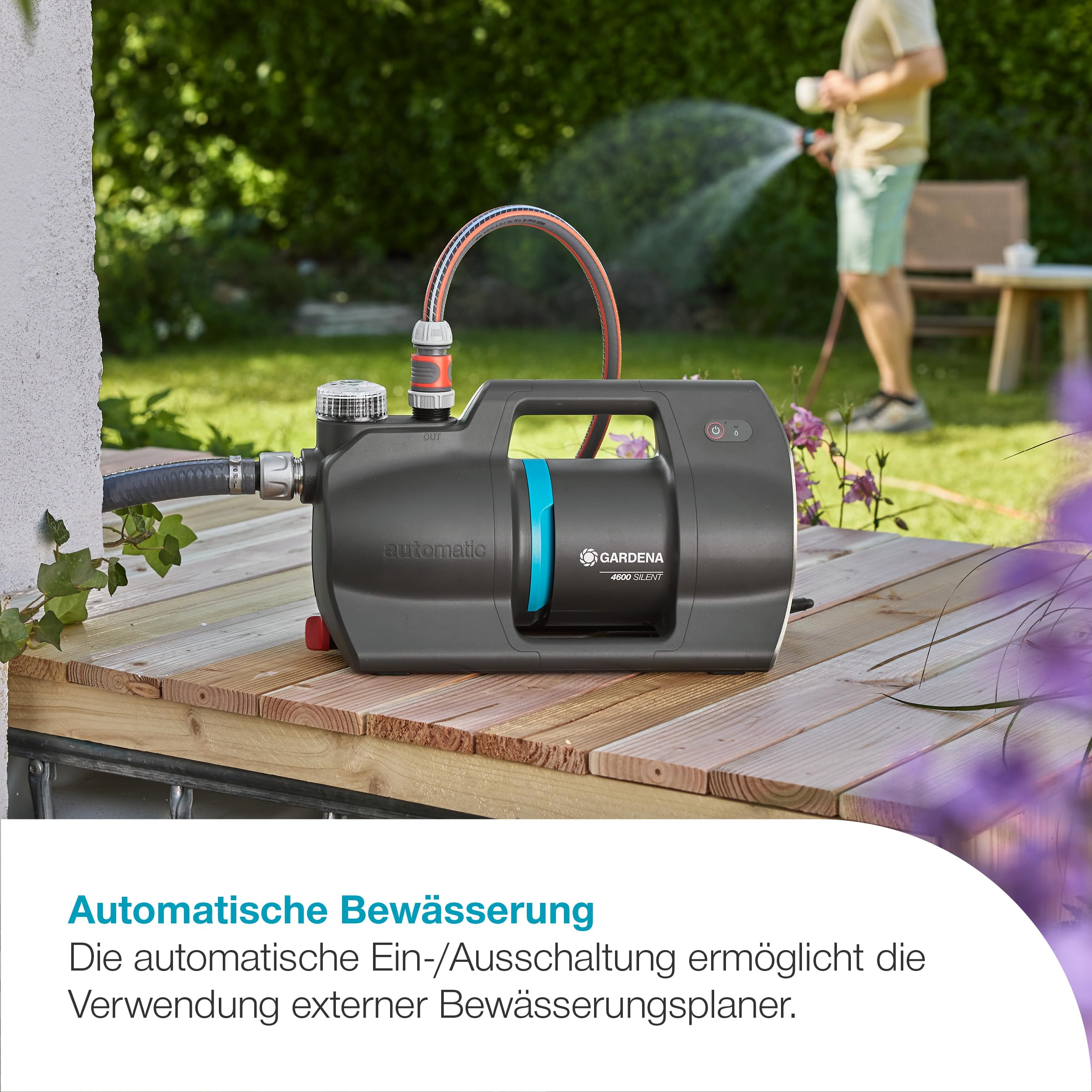 Gardena Haus- & Gartenautomat 4600 Silent Pumpen: Automatisierte Bewässerung und Hauswasserversorgung, 25% weniger Stromverbrauch*, Silent Technologie (09070-20)