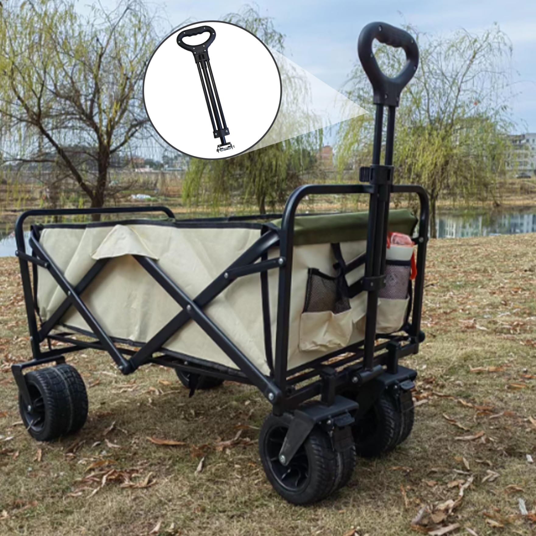 Remplacement de la poignée du Wagon, Accessoire de poignée Chariot Pliable avec Design Traction, Compatible avec Le Chariot, la Poussette, Le extérieur et Le Jardin