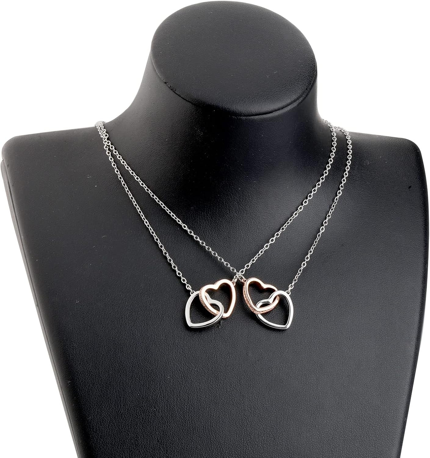 UJIMS Twin Sister Interlocking Hearts Necklace Twins Jewelry Twin