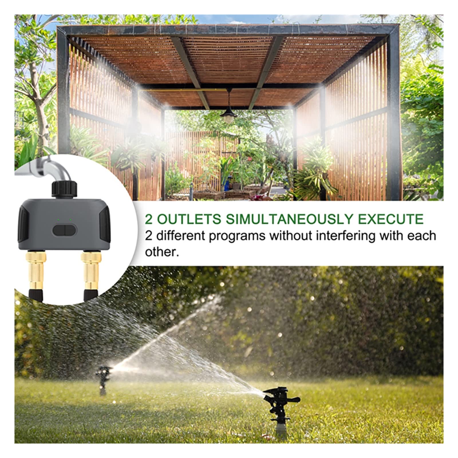 SOFTTO Vanne d'eau Intelligente Garden WiFi WiFi Minuterie Smart Smart WiFi WiFi Contrôleur d'eau Vanne d'eau Smart Jardin Système d'arrosage à Gazon Paramètres humanisés(US Timer with HUB