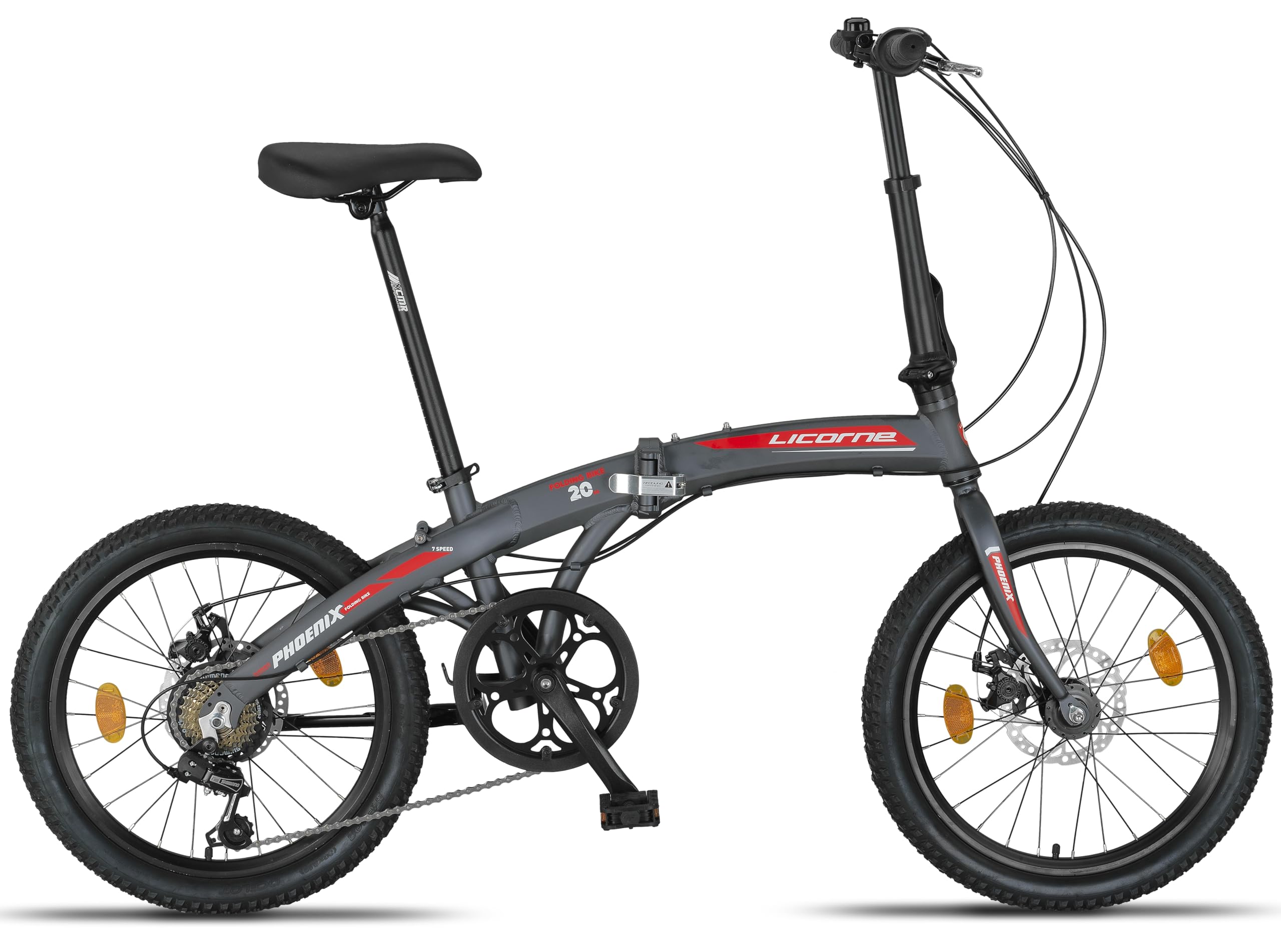 Licorne Bike Phoenix 2D Cross 20 Zoll Aluminium Faltrad Klapprad Scheibenbremse Discbremse Faltfahrrad Herren Damen 7 Gang Kettenschaltung Folding City Bike Alu-Rahmen