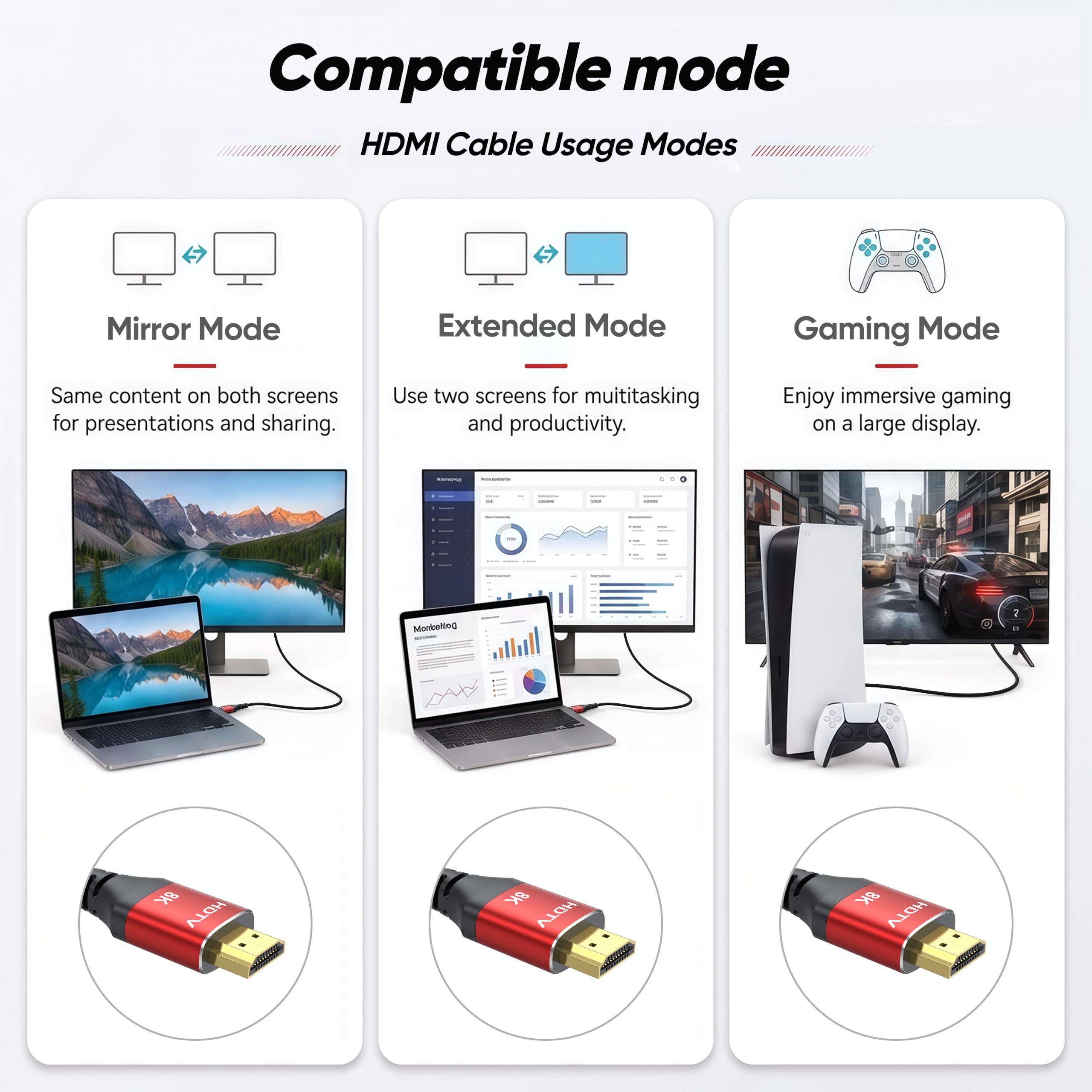 Cavo HDMI 2.1 da 8 K, 1,8 m, 48 Gbps, cavo HDMI 2.1 versatile, in alluminio rosso, supporta 4K a 120 Hz, 8K a 60 Hz, HDR10+, eARC, per TV, monitor, Roku, PS5/4/3, Xbox, proiettore