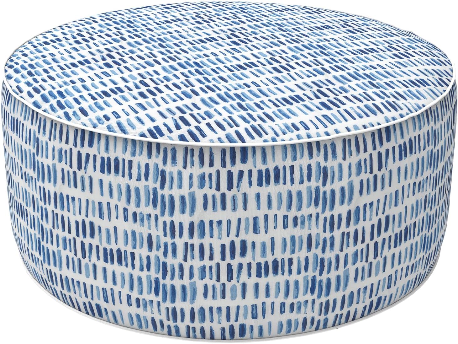LVTXIII Outdoor Inflatable Ottoman Stool, Patio Water Repellent Footrest Stool with Handle, Portable Outside Round Ottoman for Patio Garden, Camping or Home Use, 21"x21"x9", Blue Pebble