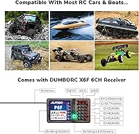 Vista 5 de DUMBORC X4 - Transmisor y receptor de radio RC de 4 canales X6F con función de alarma a prueba de fallos y de bajo voltaje, modo mixto para vehículo