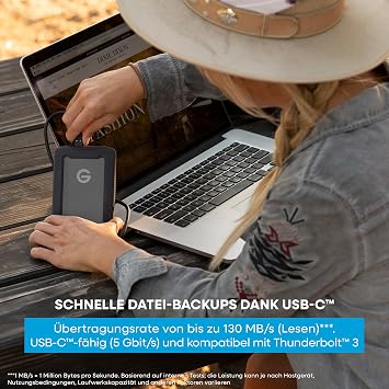 SanDisk PROFESSIONAL G-DRIVE ArmorATD 6TB Mobile Hard Drive All-Terrain Hard Drive USB-C Enabled 130MB/s for Mac and Windows Water and Dust Resistant