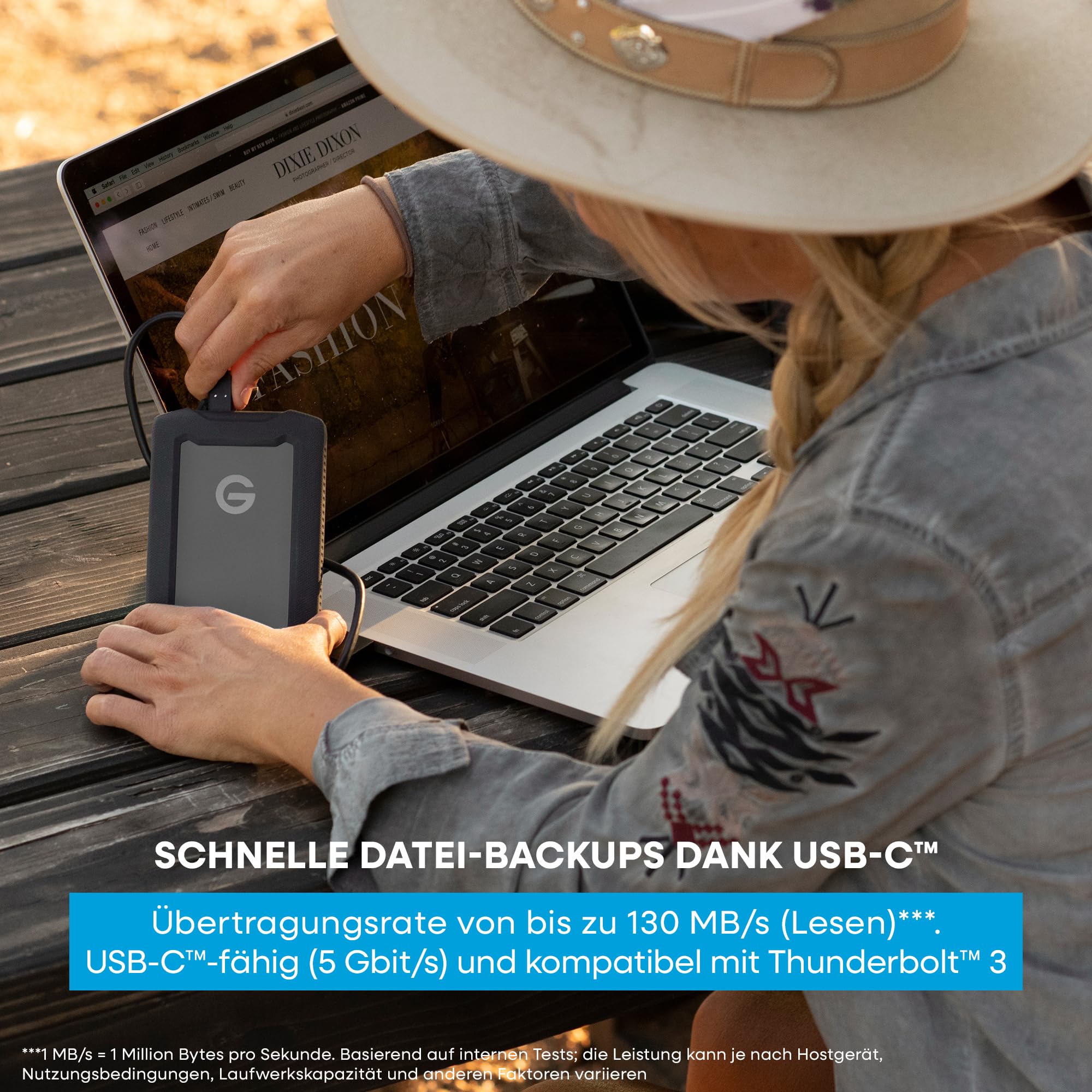SanDisk PROFESSIONAL G-DRIVE ArmorATD 6 TB mobile Festplatte, All-Terrain Festplatte, USB-C-fähig, 130 MB/s, für Mac und Windows, wasser- und staubfest