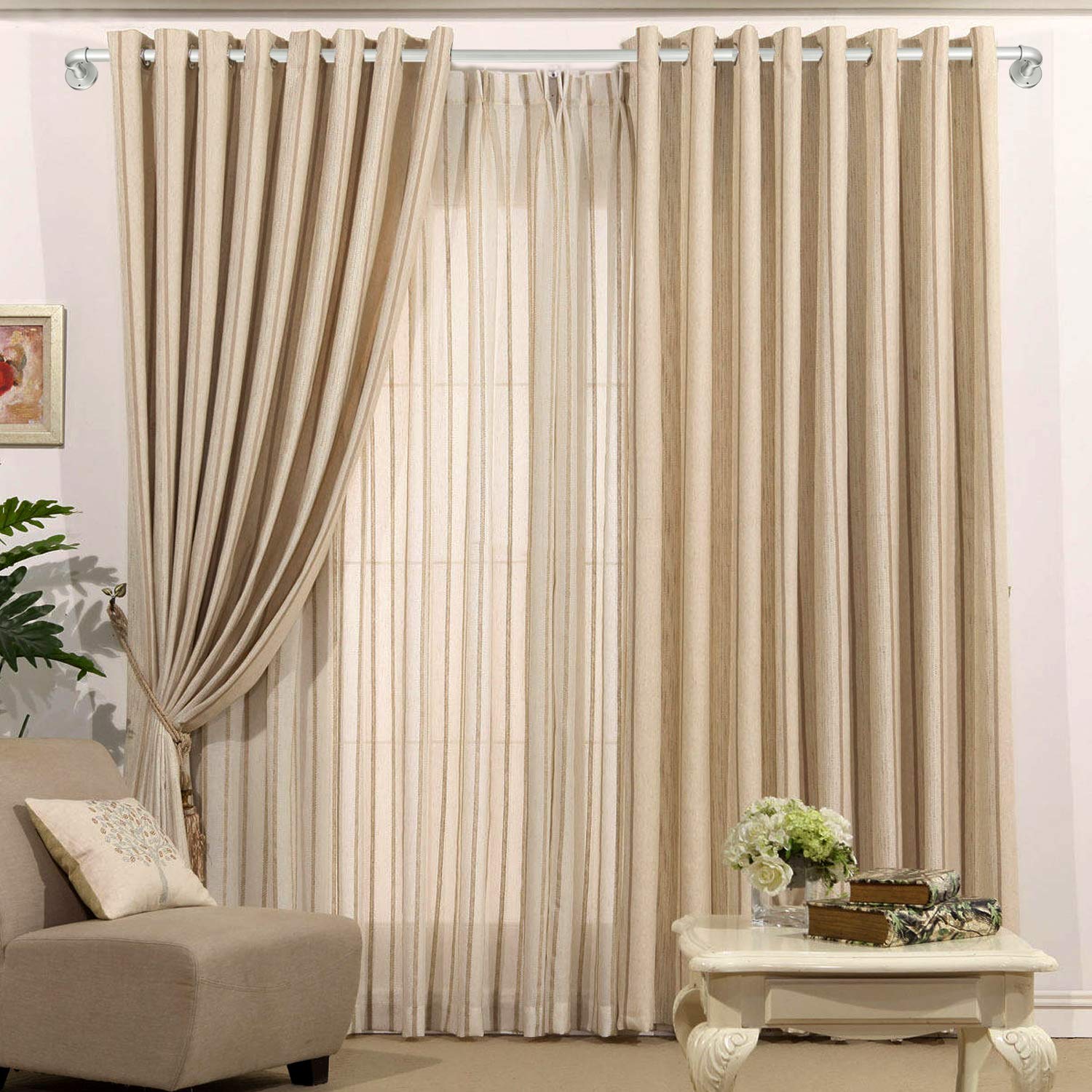 MERIVILLE 1-Inch Diameter Double Window Treatment Curtain Rod, Artichoke Finial, 48-inch to 84-inch Adjustable, Weathered White Finish