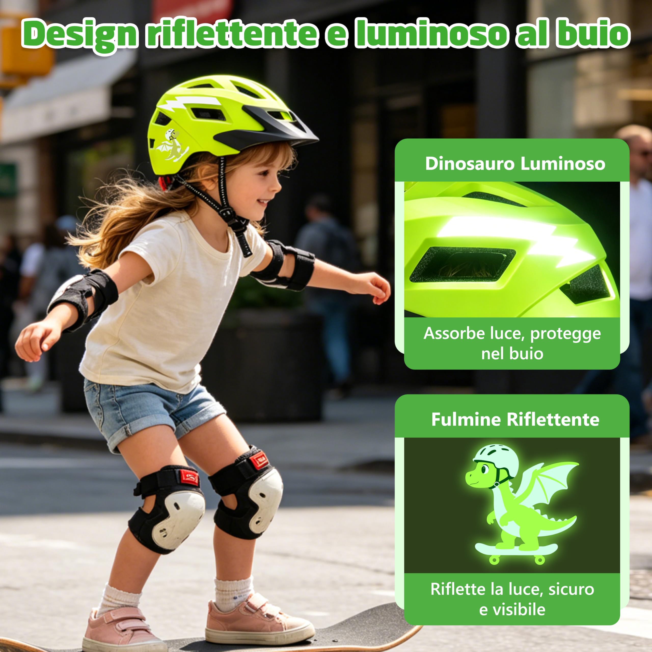 JONRRYIN Casco per Bambini Regolabile, Casco da Bici per ragazze ragazzi Bambina Bambino 3-13 Anni, Casco protettivo per resistente Agli Urti e Agli Impatti, 14 Prese d'aria
