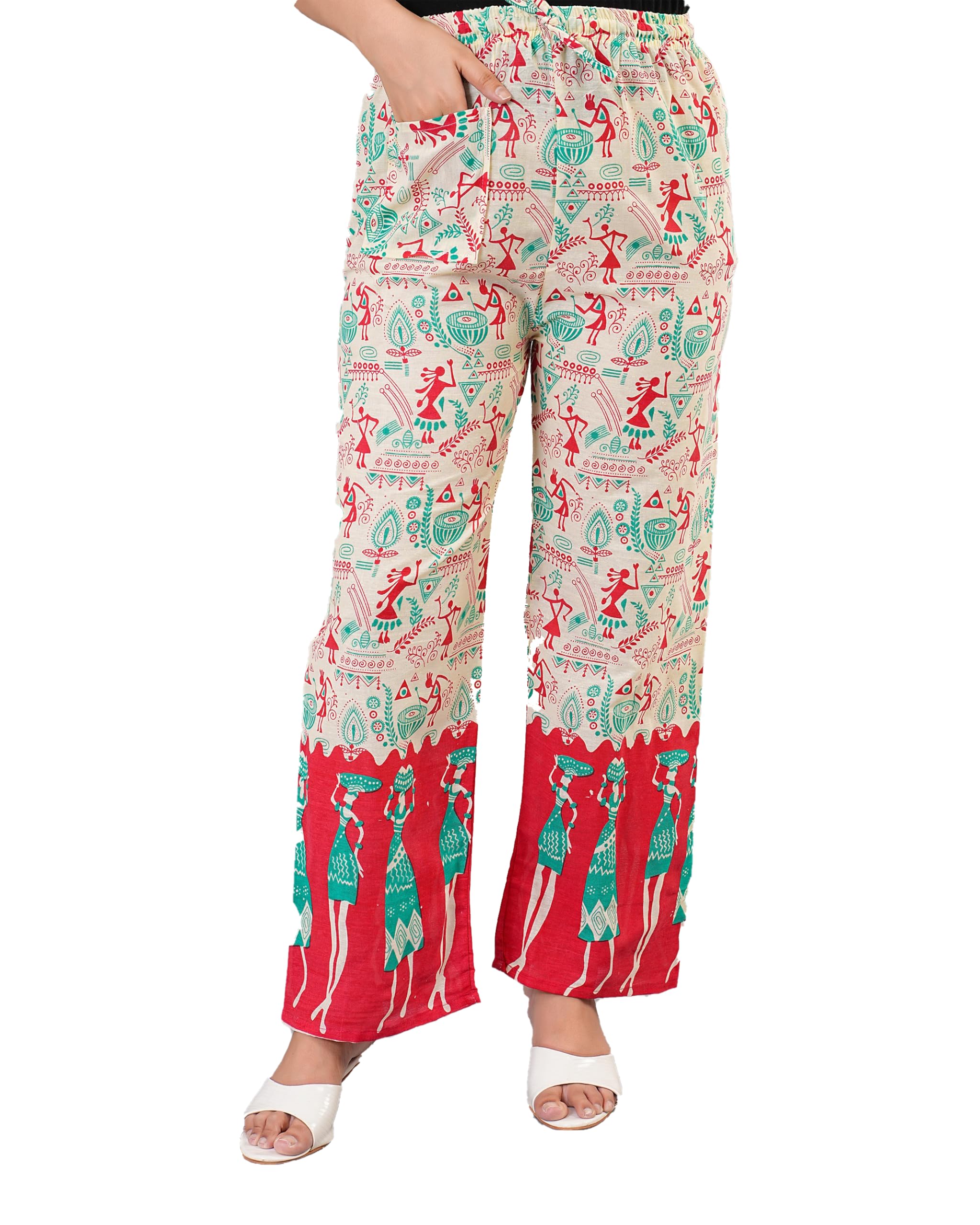 prahlad rai & grand son Printed Pyjama for Women Cotton Palazzo Summer Wear Size-M (Floral Design)-picture-38
