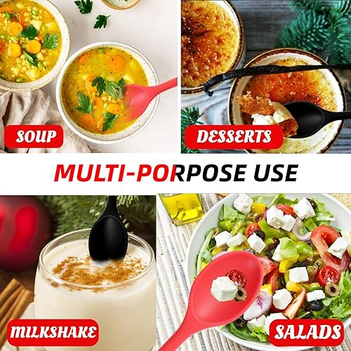 Miniatura 5 de 4 cucharas de silicona antiadherentes resistentes al calor, cuchara grande de silicona para servir, cucharas para utensilios de cocina, hornear,