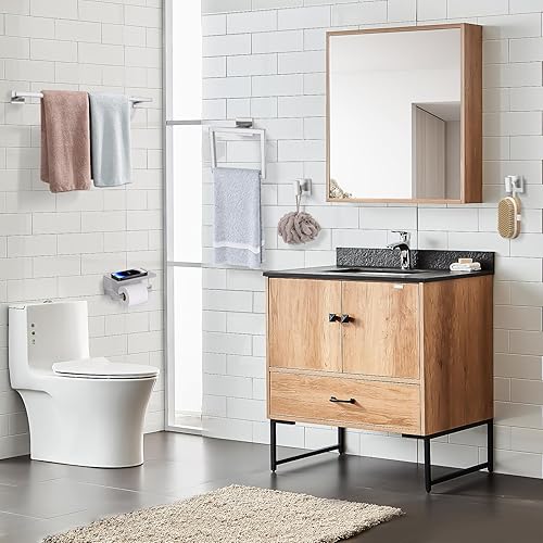 Miniatura 7 de TQKAG Juego de 5 piezas de accesorios de baño de níquel cepillado de 23.6 pulgadas, juego de toallero de acero inoxidable SUS304 montado en la