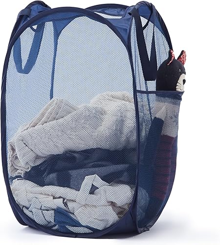 Miniatura 148 de Cesta de malla desplegable para ropa sucia con asas duraderas - Cesta plegable portátil para dormitorio, baño y viajes (azul, paquete de 3 unidades)