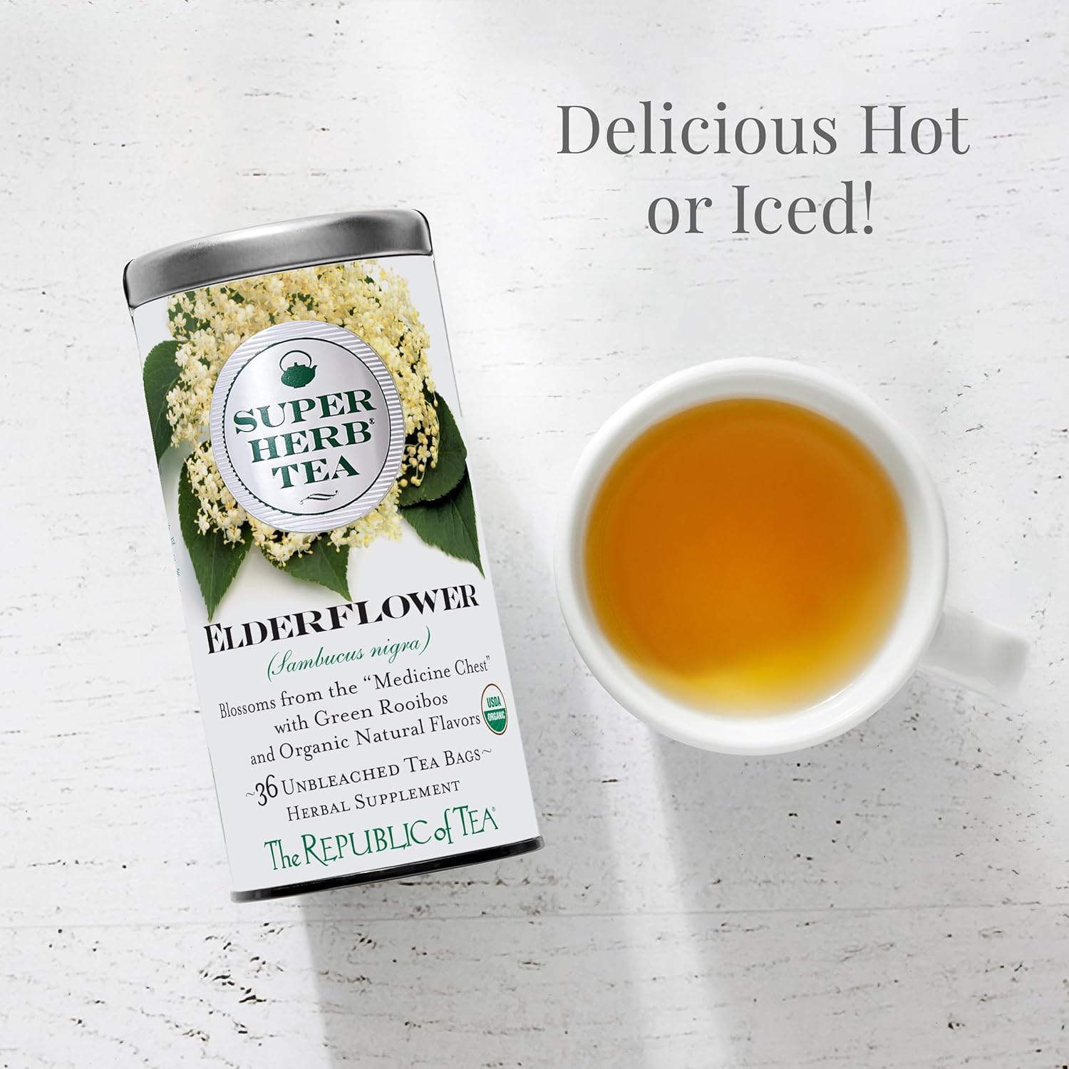 The Republic of Tea — Organic Elderflower SuperHerb Tea Tin, 36 Herbal Tea Bags, Naturally Caffeine-Free - Image 3