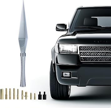 Dart-Shaped Car Antenna for SUV/Truck/Jeep|High-Gloss Finish | Aircraft Aluminum & Anti-Corrosion Coating | Weatherproof Design | Enhanced AM/FM Reception -20cm Silvery