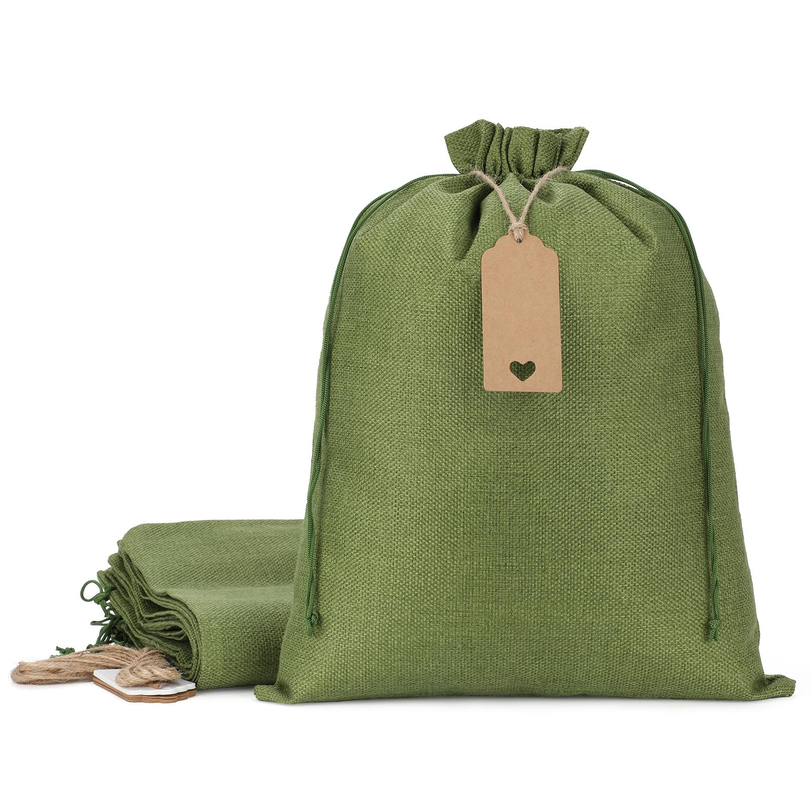 Photo 1 of Tapleap Burlap Bags with Drawstring - 10Pcs 12x16 Green Favor Sacks for Wrapping Gifts, Clothes, Hand Sanitizer, Breads, For Mother's Day, Birthday, Wedding, Party, Household Use