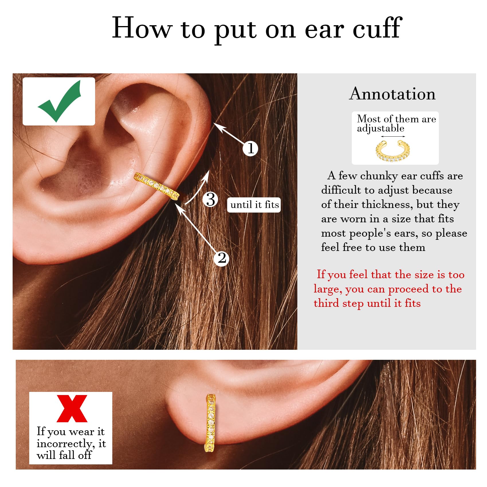 9Pcs Gold Ear Cuffs for Women Non piercing, 14K 18k Gold Plated Ear cuff earrings for Women Cartilage Clip Cuff Earrings Jewelry for women