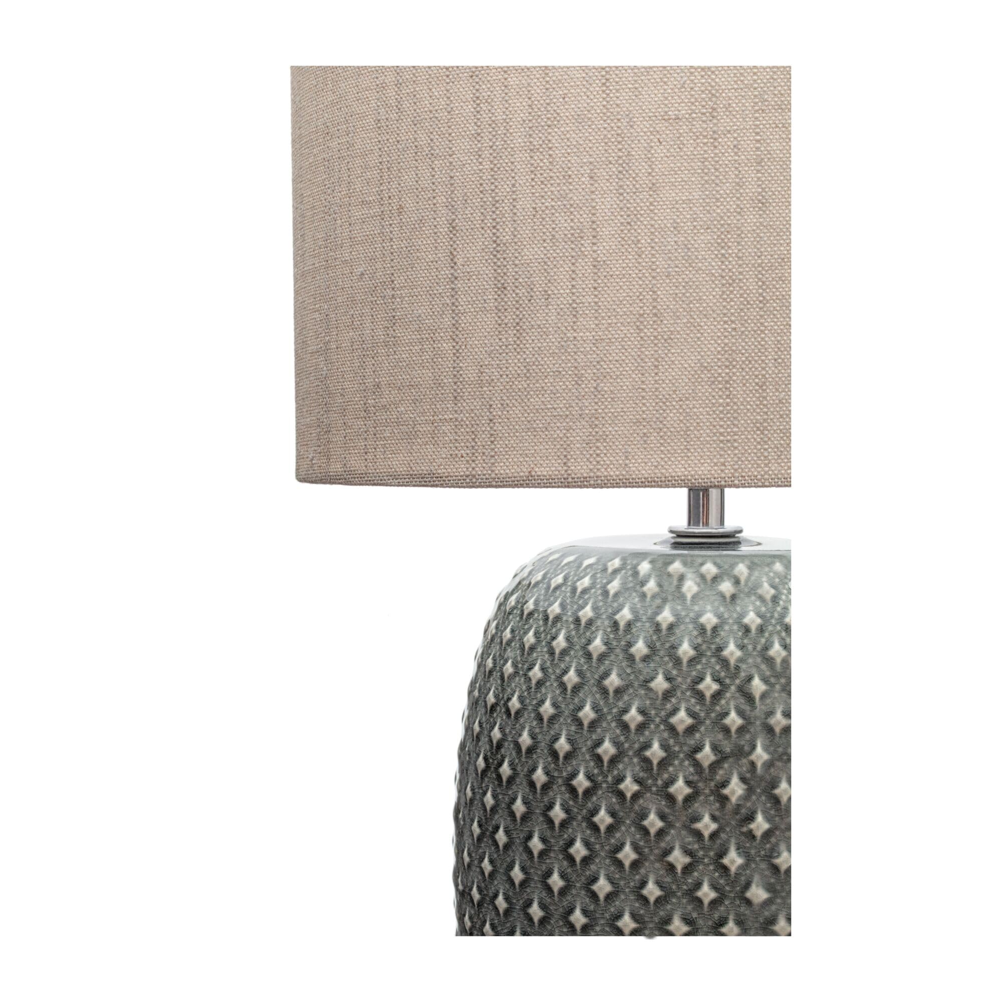 Pauleen 48153 Pretty Classy Tischleuchte Keramik Tischlampe mit Stoffschirm hell Beige max60W E27 Dunkelgrau/Beige 230V Keramik