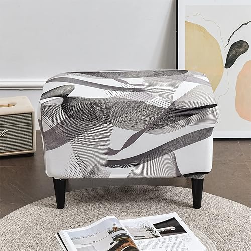 Miniatura 8 de Eco-Ancheng Funda elástica para silla, funda otomana rectangular de almacenamiento, funda otomana para reposapiés, fundas otomanas para taburete de