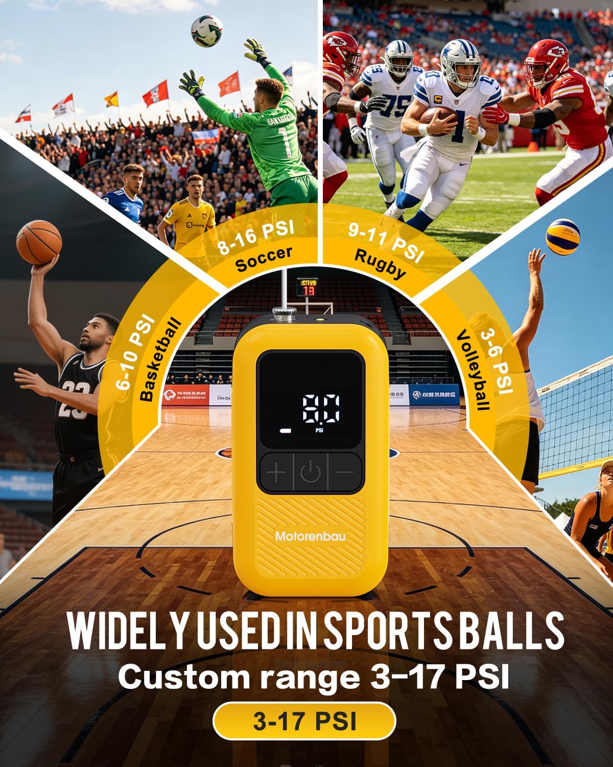 Electric Ball Pump for Sports Balls with LCD Display & LED Light image 2