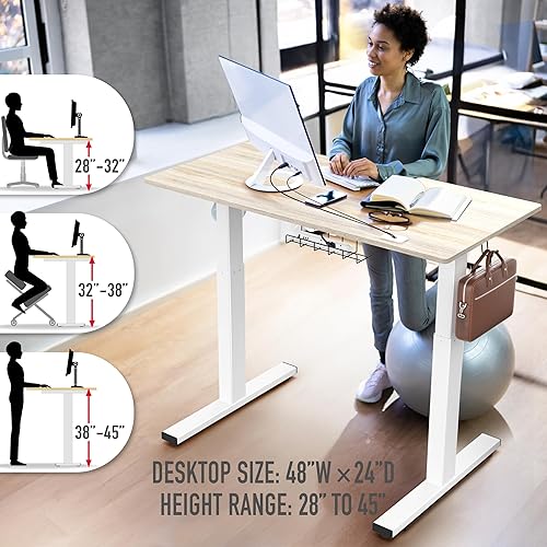 Miniatura 5 de SHW - Escritorio eléctrico de altura ajustable para la computadora Negro, Arce, Roble, Walnut, Light Cherry, Cereza