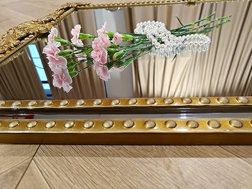 Miniatura 5 de Espejo antiguo con marco de metal de 41 x 29 pulgadas, espejo de pared vintage dorado antiguo espejo barroco