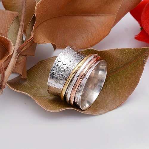 Miniatura 57 de Veracity Jewelry Sterling Silver Fidget Ring Spinner Ring Anxiety Relieving Rings For Unisex Meditation Thumb Worry Healing Birthday Promise Band