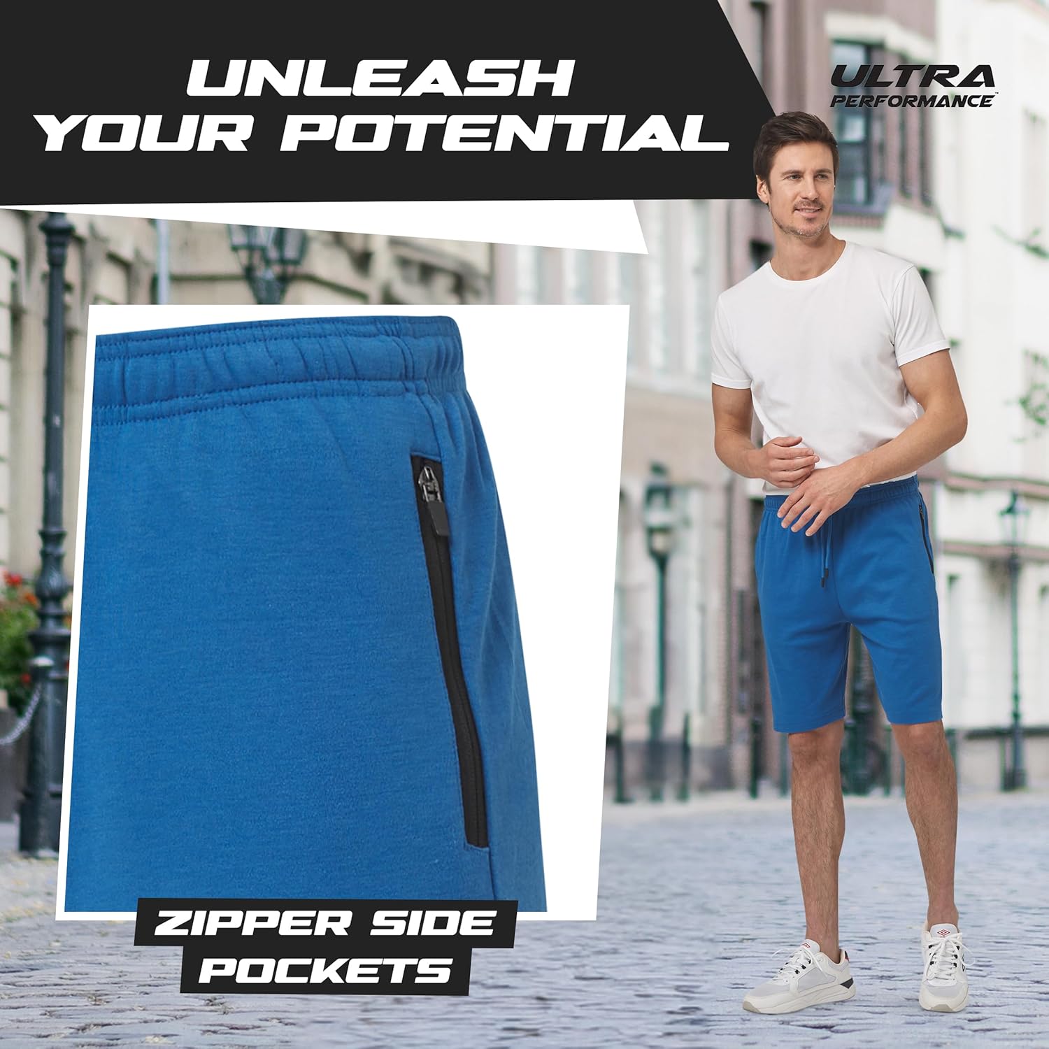 Ultra Performance 3 Pack Mens Shorts Casual Men's Athletic Short Workout Gym Shorts for Men with Zipper Pockets, Small - 5X - Image 3