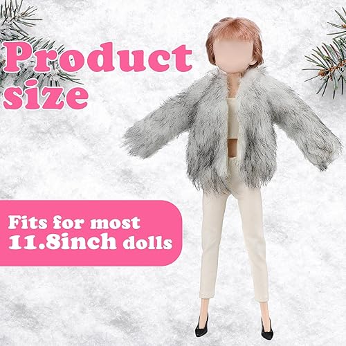 Miniatura 3 de Bencailor 6 piezas de ropa de invierno para muñeca de 11.8 pulgadas, abrigo de diseño de invierno, chaqueta, tops ropa de muñeca de felpa para
