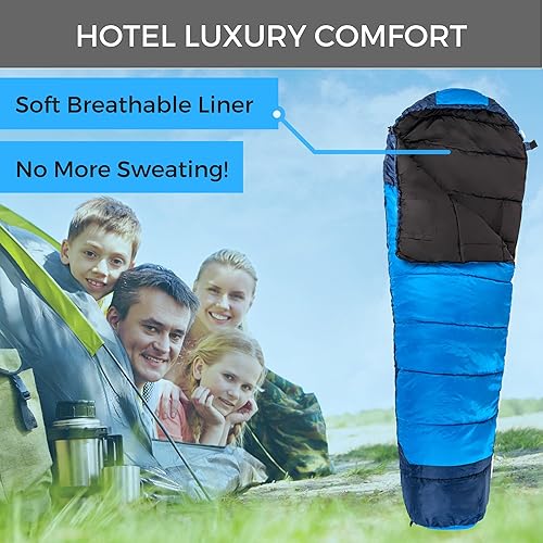 Miniatura 3 de Viking Trek 350x Saco de dormir ligero para adultos, cálido y transpirable, equipo de campamento compacto para senderismo y mochilero, artículos