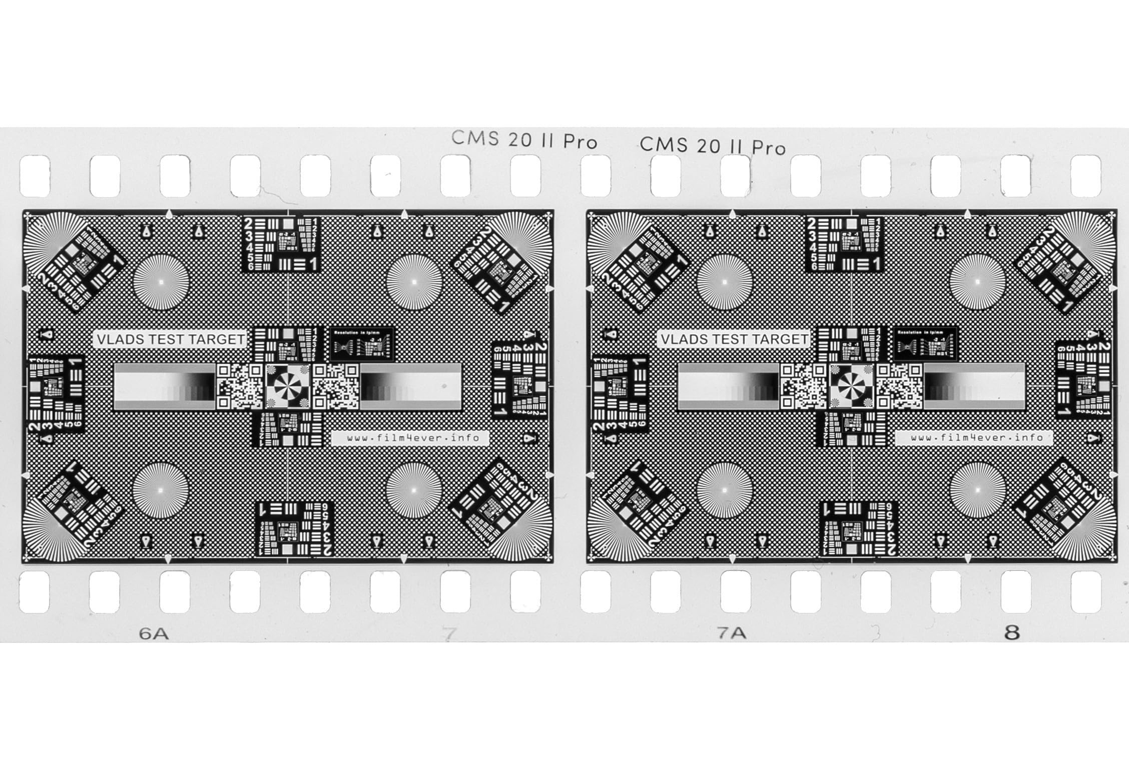 35 mm e 645+6x6+6x7 Vlads Focus Checker Calibrazione ad alta risoluzione Grafici bersaglio per la scansione della fotocamera. Utilizza completamente la nitidezza e la risoluzione dell'obiettivo