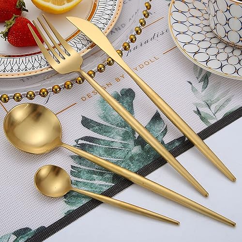 Miniatura 5 de Juego de cubiertos de 24 piezas, cuchara de tenedor de cuchillos de acero inoxidable, juego de vajilla para 6 personas, juego de cubiertos, incluye