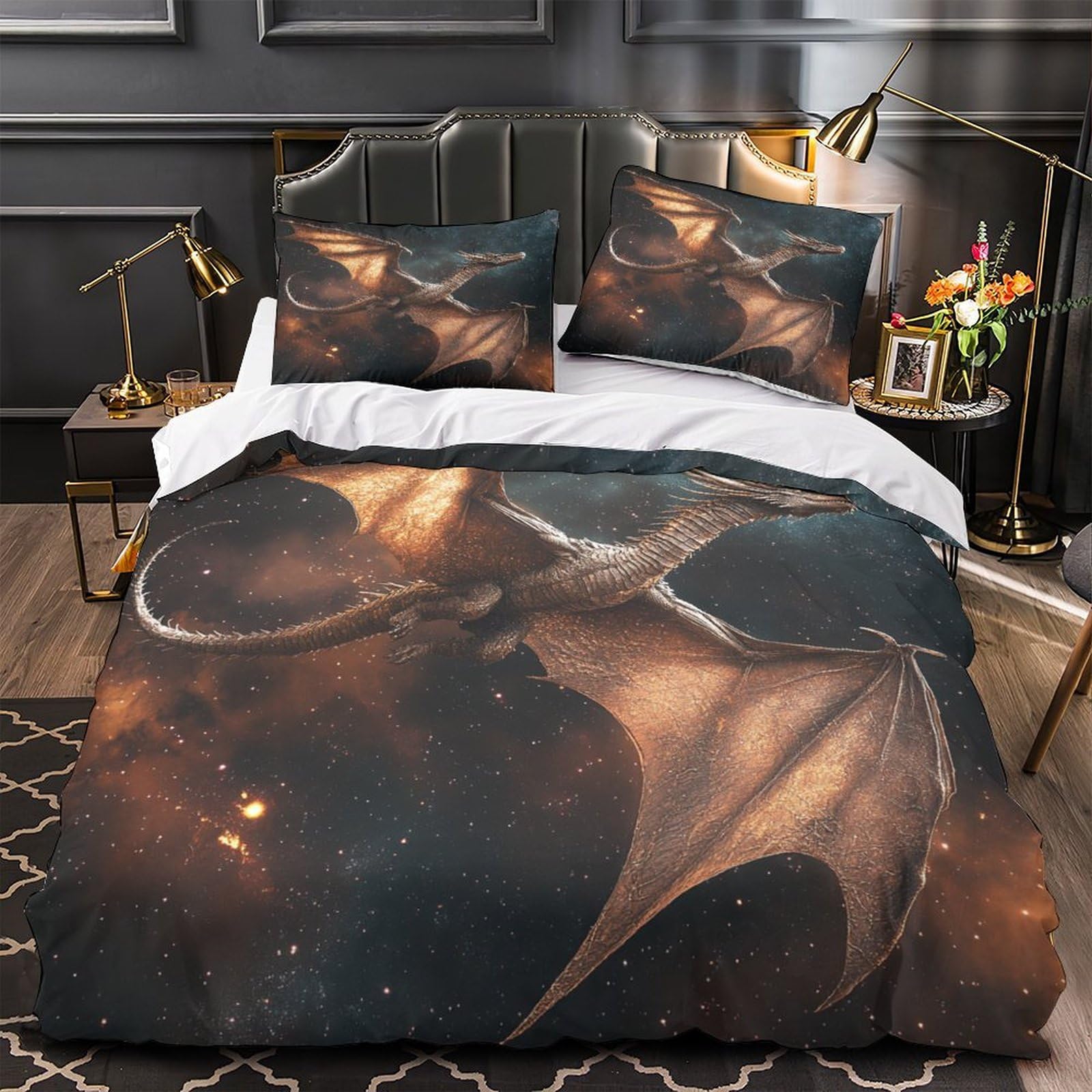 Housse de couette dragon mythique 3D pour la chambre d'enfant fantastique