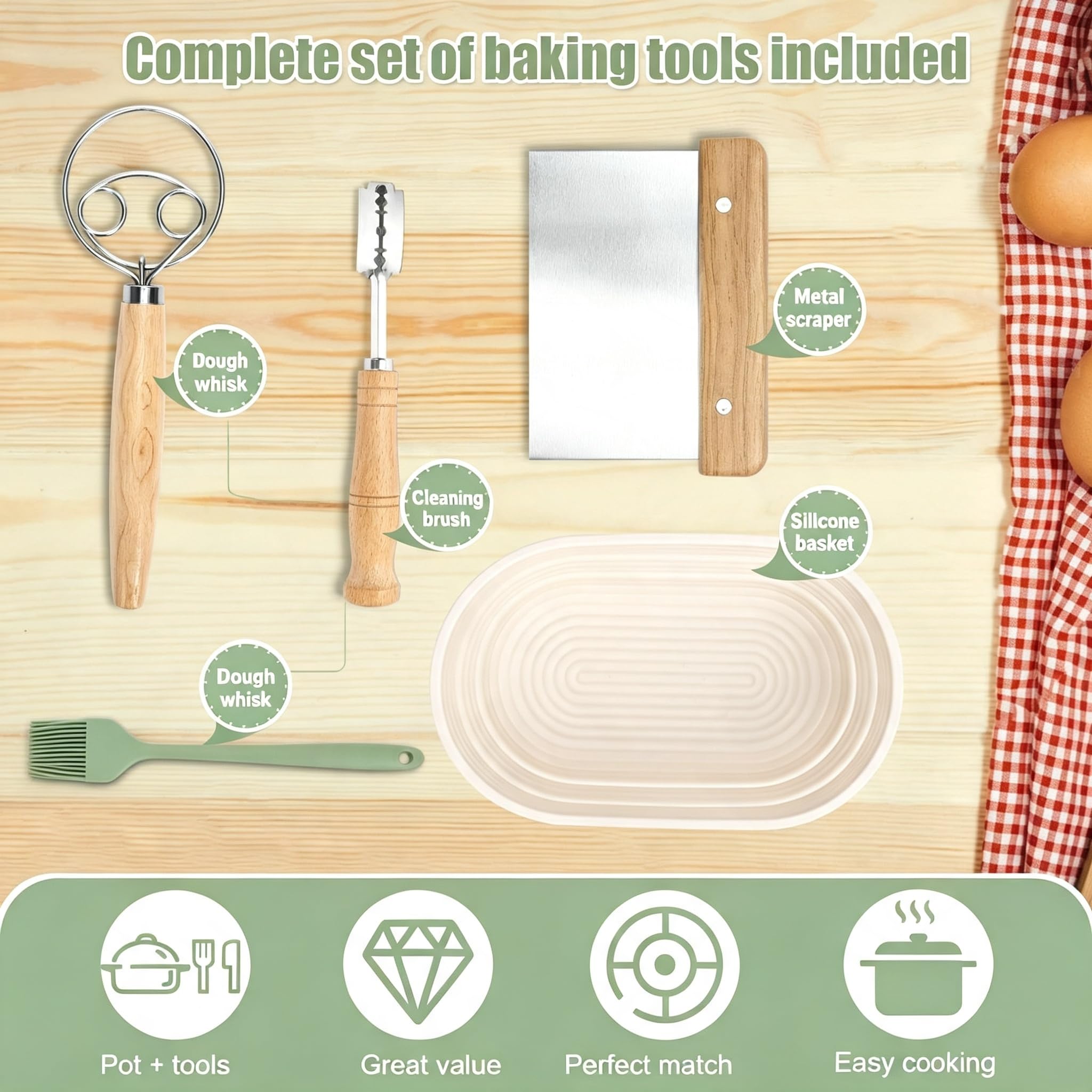 Gusseisen Topf Brot Backen 40cm, Robuste Brotbackform mit Deckel, Gusseisentopf Brotform, Idealer Brottopf Toastbrot Backform mit Brotbacken Zubehör
