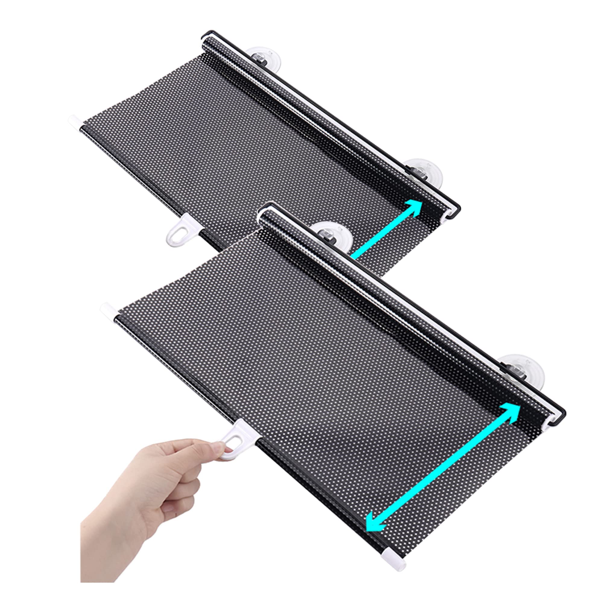 JANEFLY Window Sunshade Blackout Curtain (2 Pcs), Thermal Insulated Portable Travel Window Blackout Room Darkening Suction Cup Window Shade Visor No Drilling