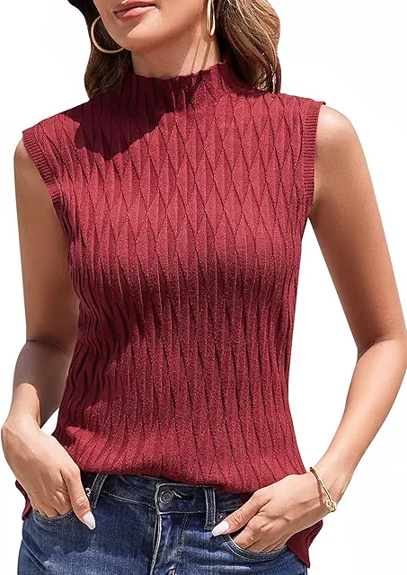 Women's Sleeveless Turtleneck Knitted Jumper - Elegant Tank Top