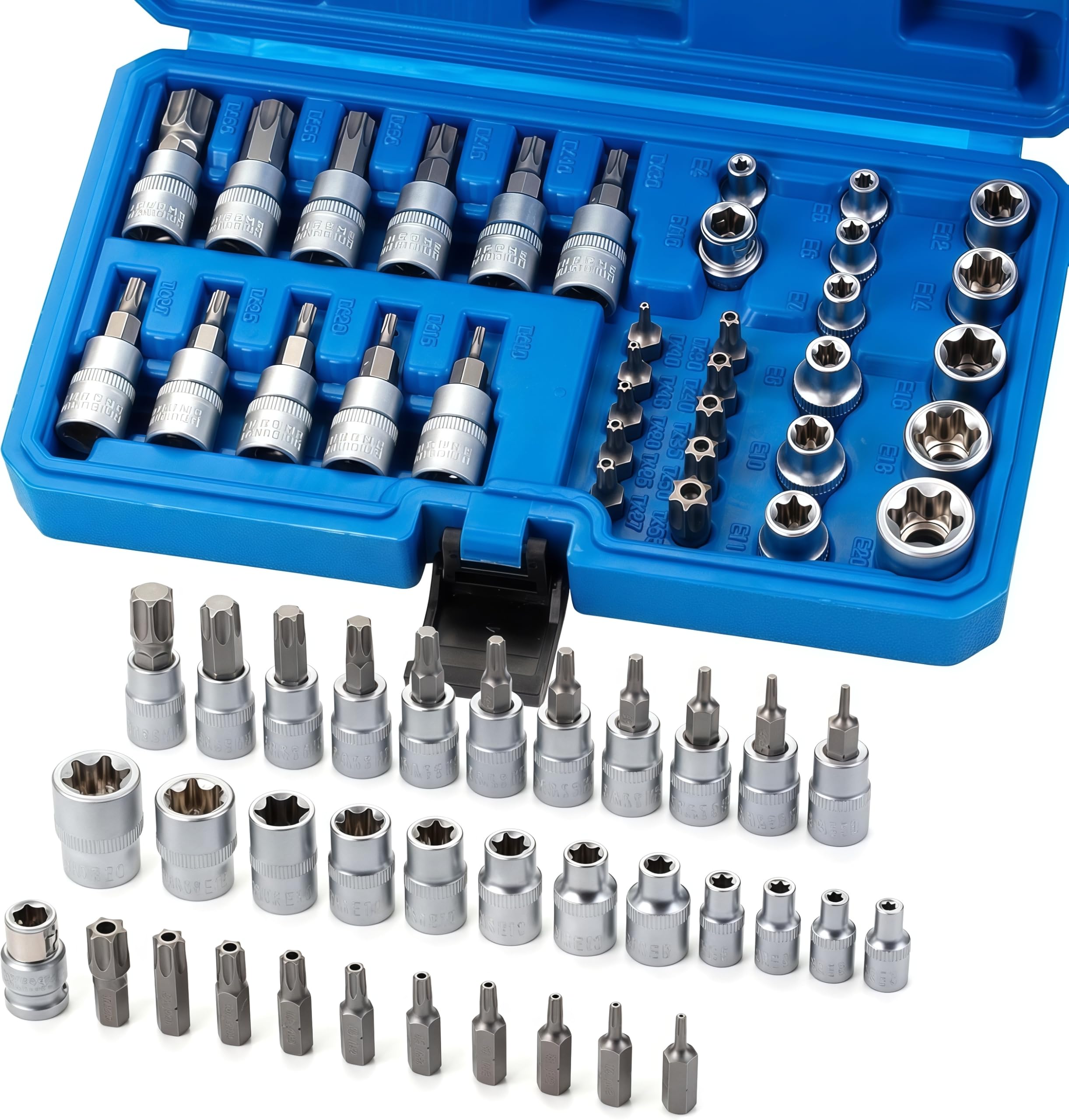 34 piezas de Llaves de Vaso Torx, Incluye Juego de Carraca y Puntas Torx, Ideal para Reparaciones de Automóviles, Bicicletas y Tareas Domésticas
