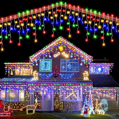 Miniatura 12 de Luces de Navidad de 159 pies para exteriores, 1458 LED impermeables, luces de Navidad para exteriores con enchufe, temporizador y memoria, 8 modos