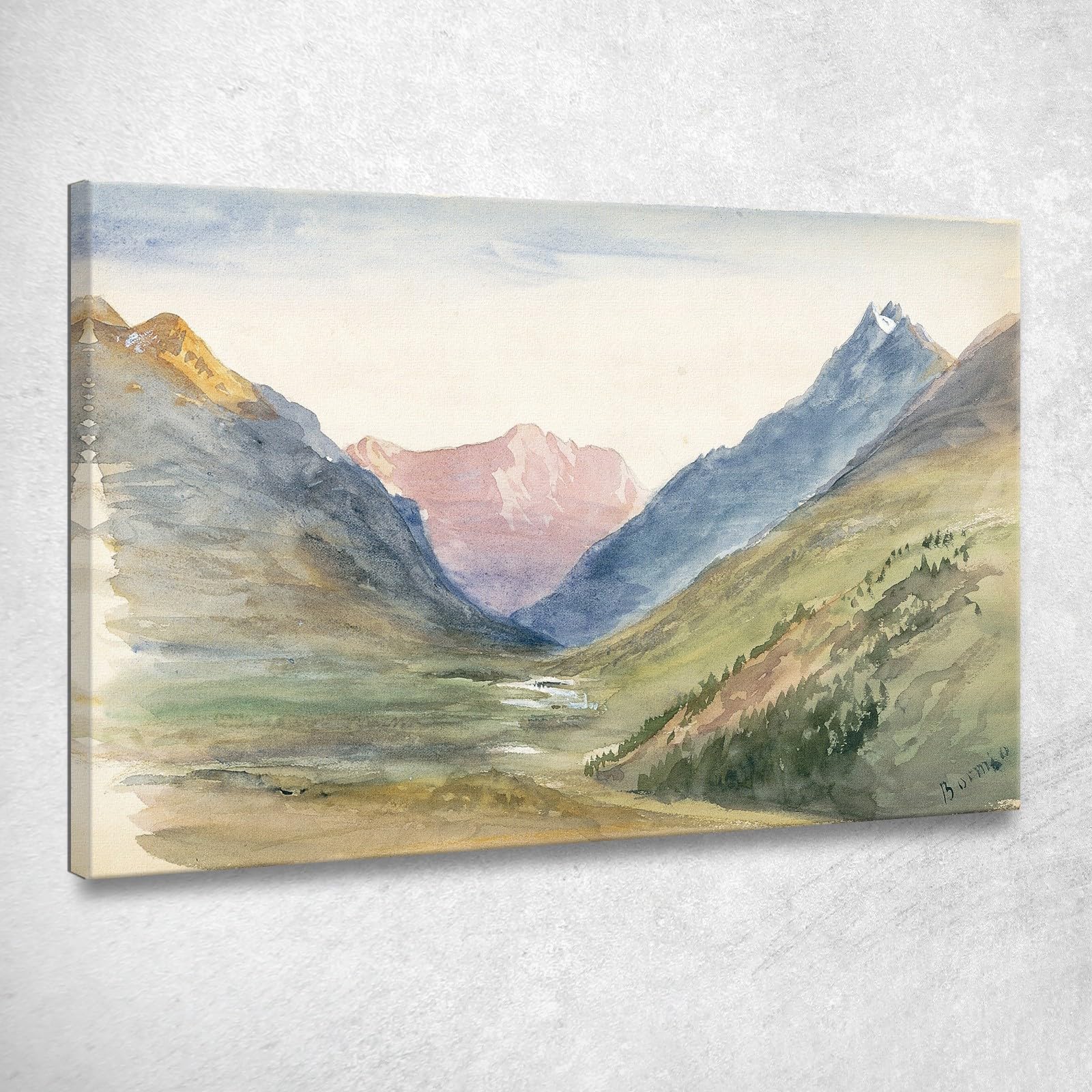 Vista Montagna A Bormio John Singer Sargent, jss177 Quadro Stampato su Tela, 100x70 cm