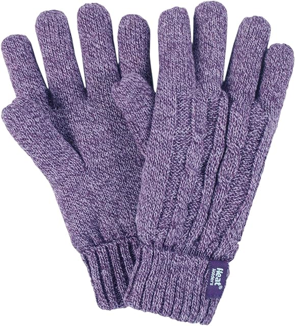 Ladies 1 Pair Heat Holders 2.3 Tog Heatweaver Yarn Gloves - Purple S/M