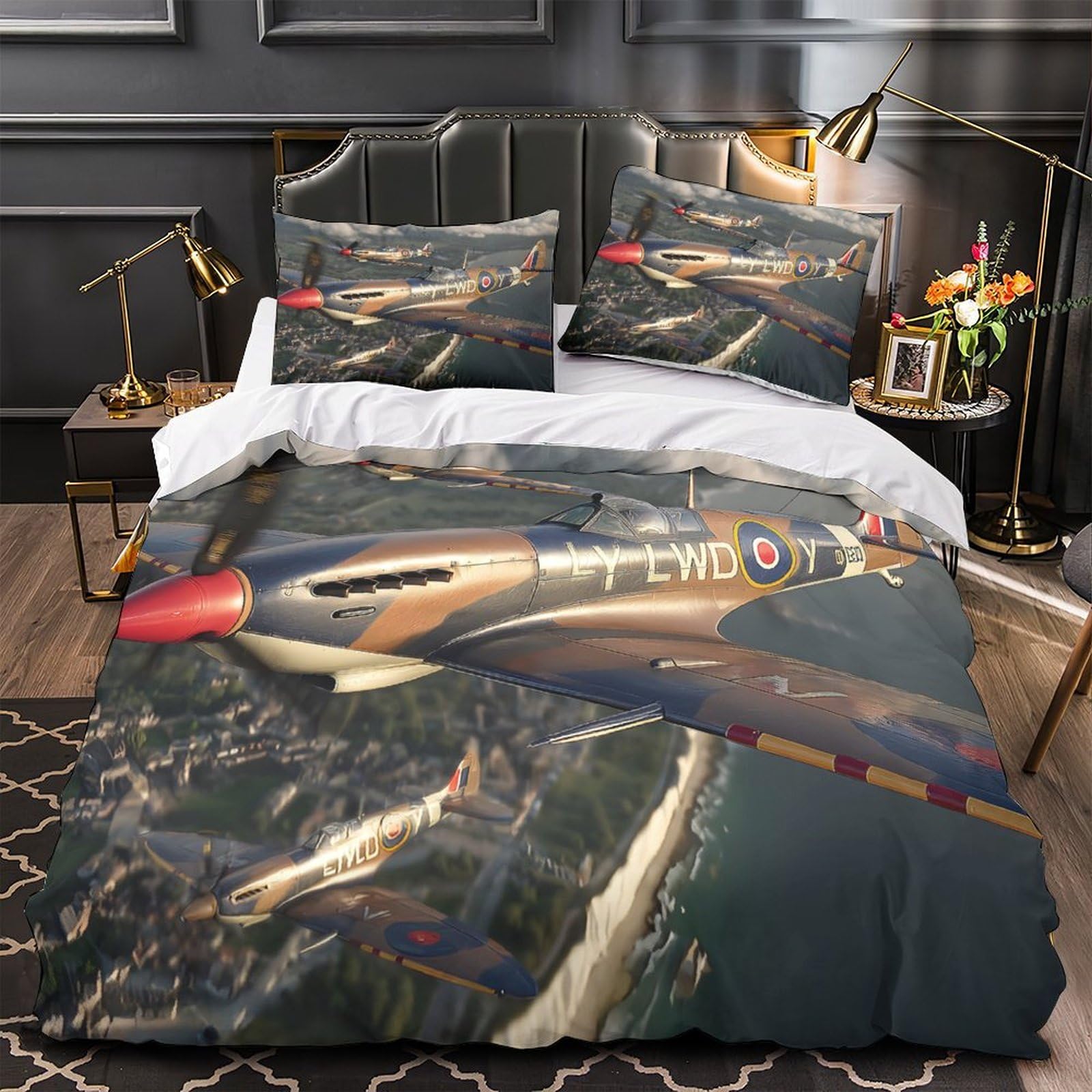 Housse de couette microfibre résistante 260x220cm lit super king anti-plis