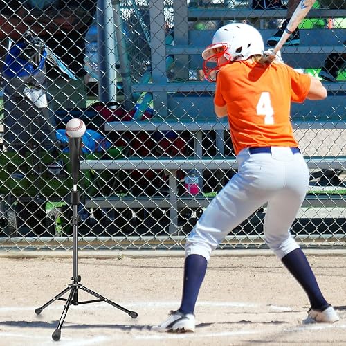 Miniatura 5 de Camiseta de béisbol Camiseta de bateo Camiseta de softbol Camiseta de viaje portátil, altura ajustable fácil, soporte de trípode estable