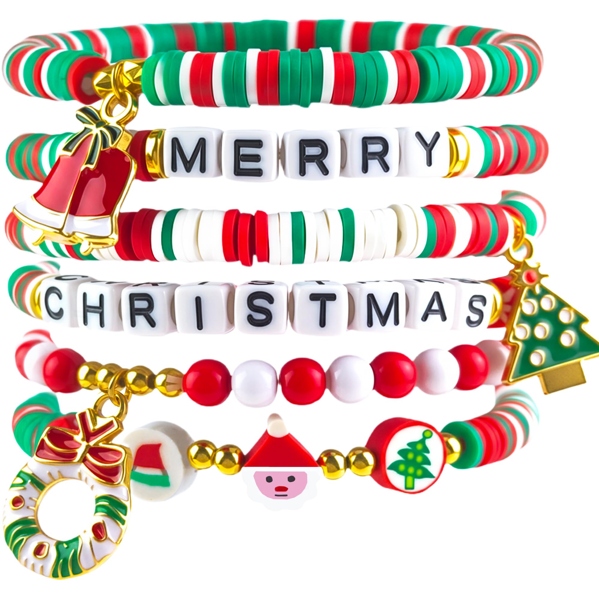 OHOME Stocking Stuffers - 6 Pack Bracelets for Teen Girls Women | Christmas Gifts for Teens Men Adults - Christmas Decorations Accessories Shirts Outfits | Xmas Sweater Dresses for Girls 2025