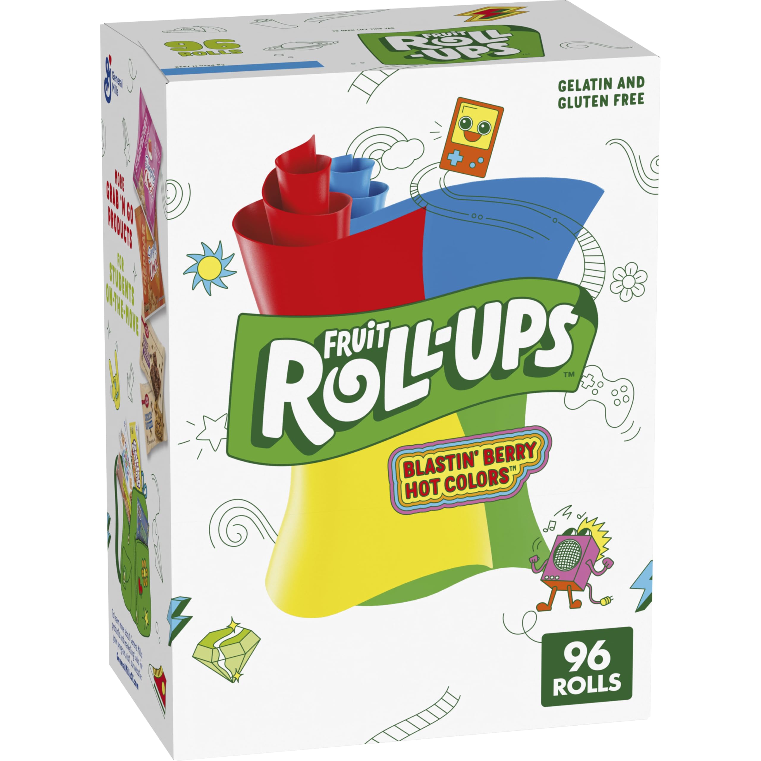 Fruit Roll Ups, Blastin' Berry Hot Colors, 0.5 Oz, 96 Count