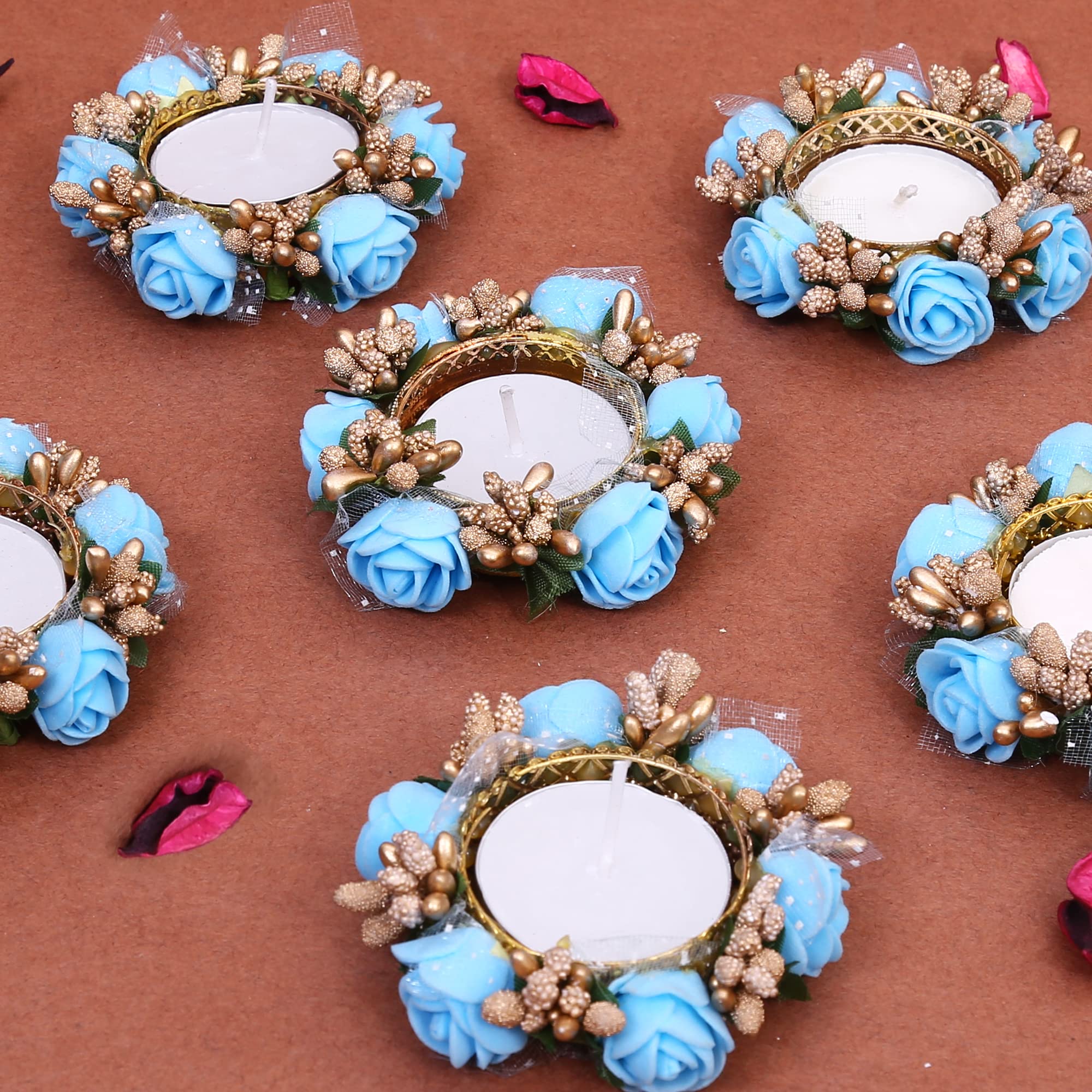 HomeSquare Tealight Holder Diwali Diya with Artificial Flowers - Set of 6 Tealight Candle Holders (B0BGSKPVQ8) Amazon Price History, Amazon Price Tracker